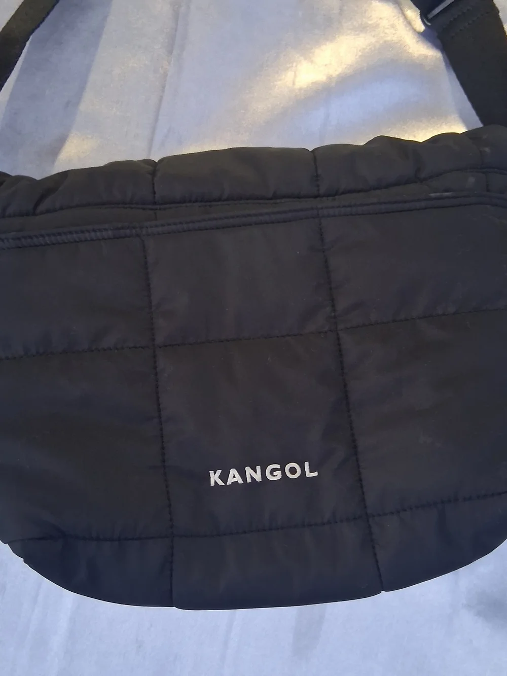Kangol Black Quilted Messenger Crossbody Bag